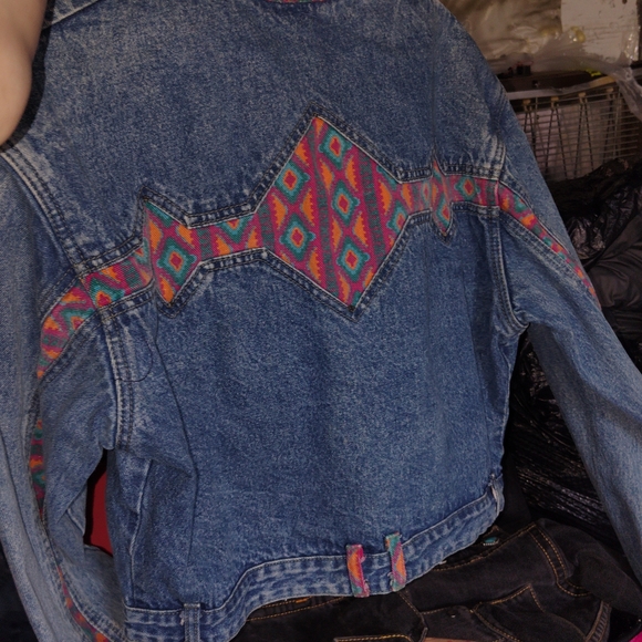 Denim Jacket with Colorful Pattern - Picture 6 of 6